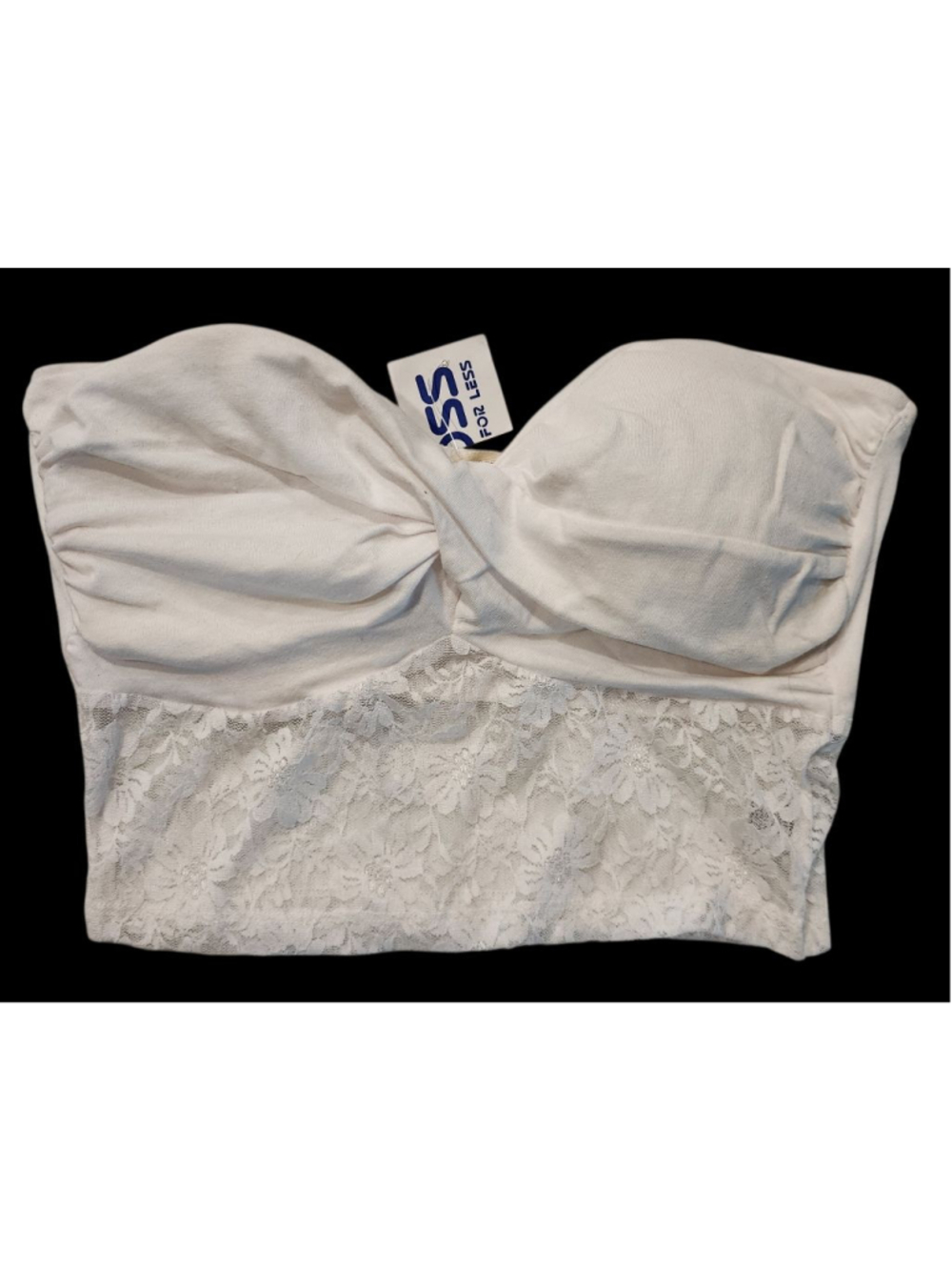 NWT Zenana Outfitters White Tube Top Crop Lace Sweetheart Strapless Bandeau L